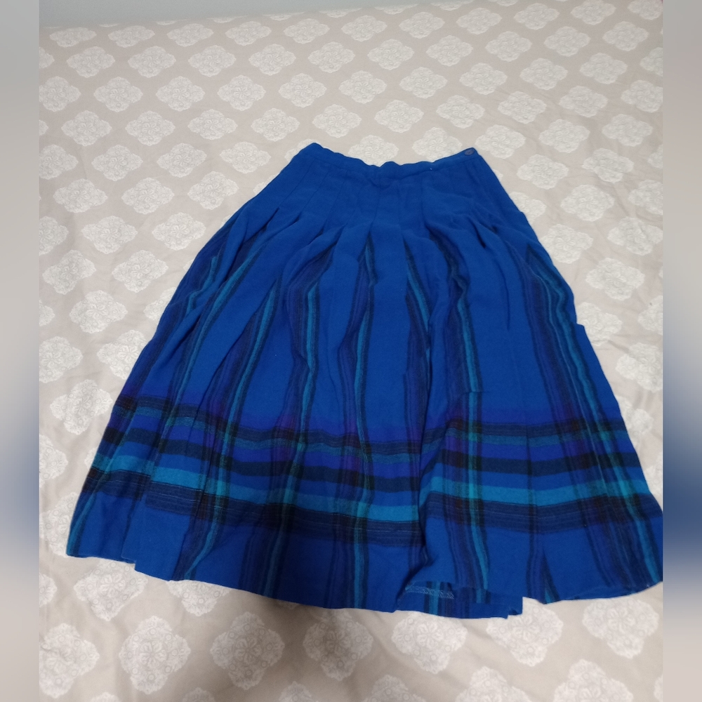 Pendleton blue wool midi skirt pleated